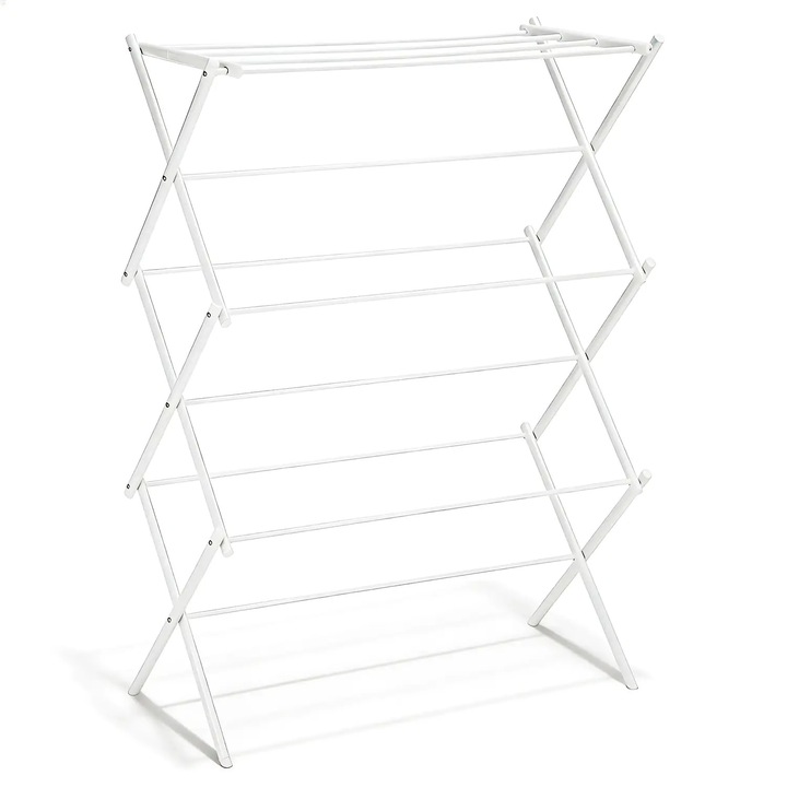 Uscător vertical, Elindor, pentru rufe, pliabil, alb, 37x75x106 cm