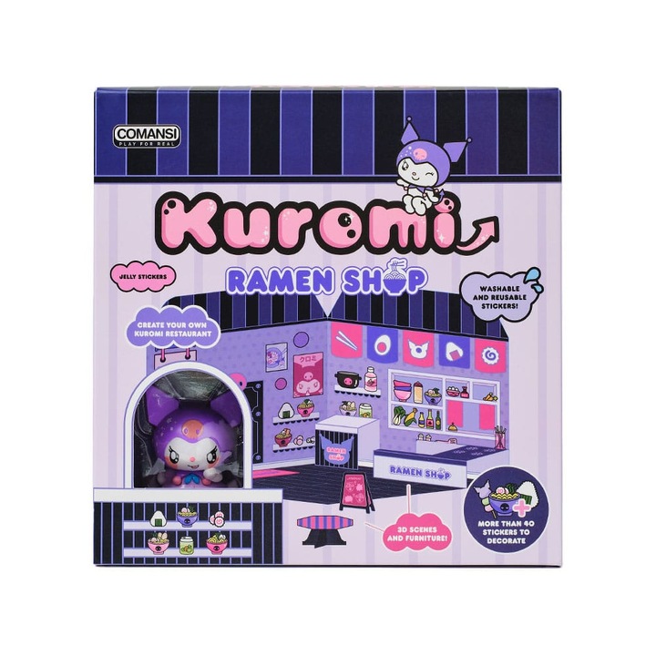 Figurina COMANSI - Kuromi Ramen Shop, Mini Figurki Hello Kitty si Prietenii, Multicolor, 12.2cm, Set Limitat