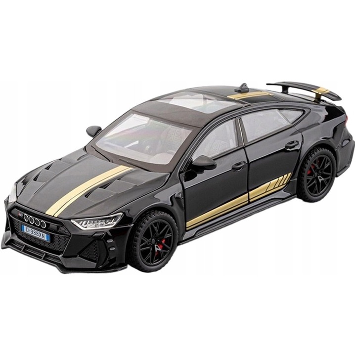 Gyűjthető sportautó, Pan i Pani Gadżet, AUDI RS7, hanggal és fénnyel, fekete, 15,8x6,8x4,5cm