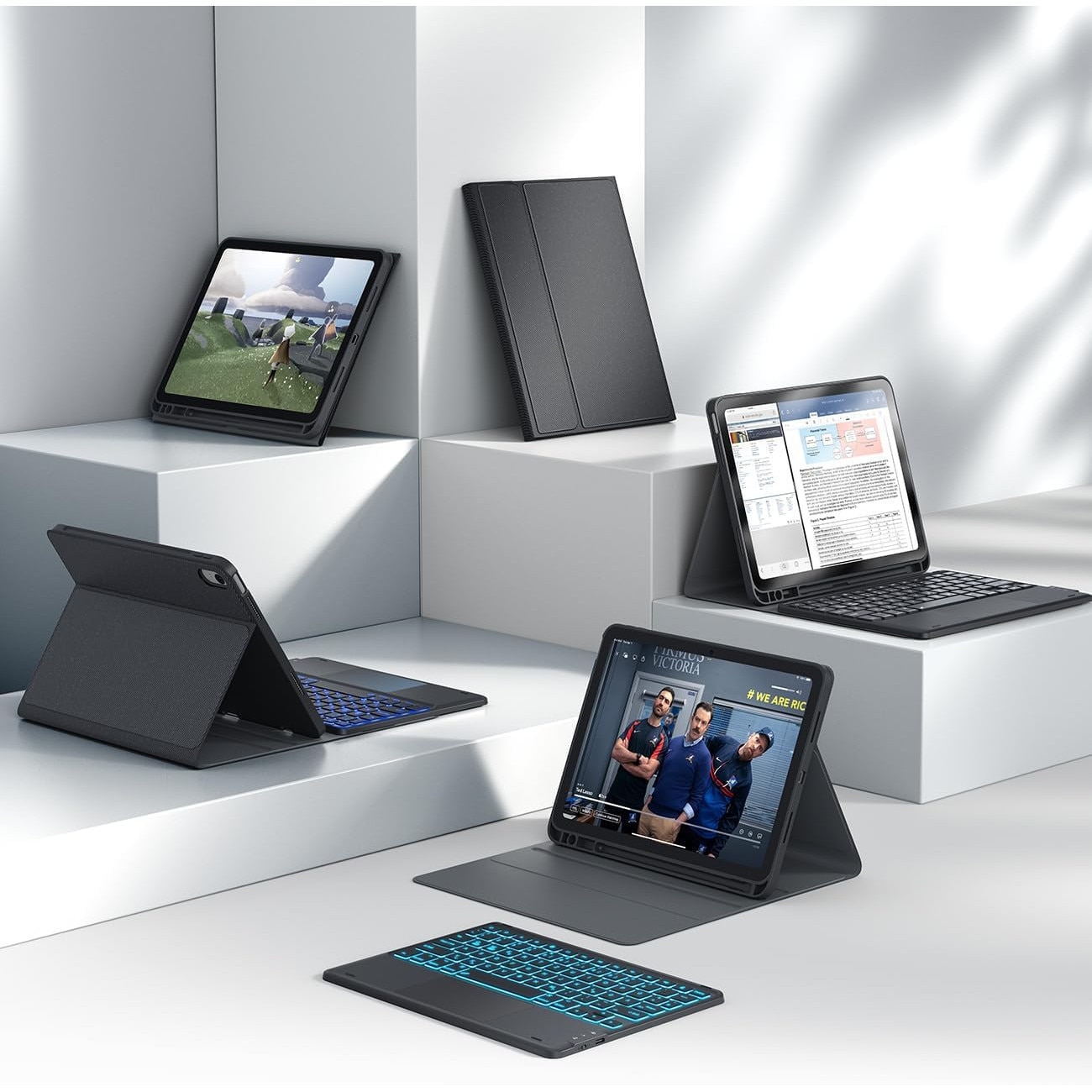 Husă cu Tastatură Chesona pentru iPad 10/11 Gen A16, Trackpad Multi-Touch, Albastră