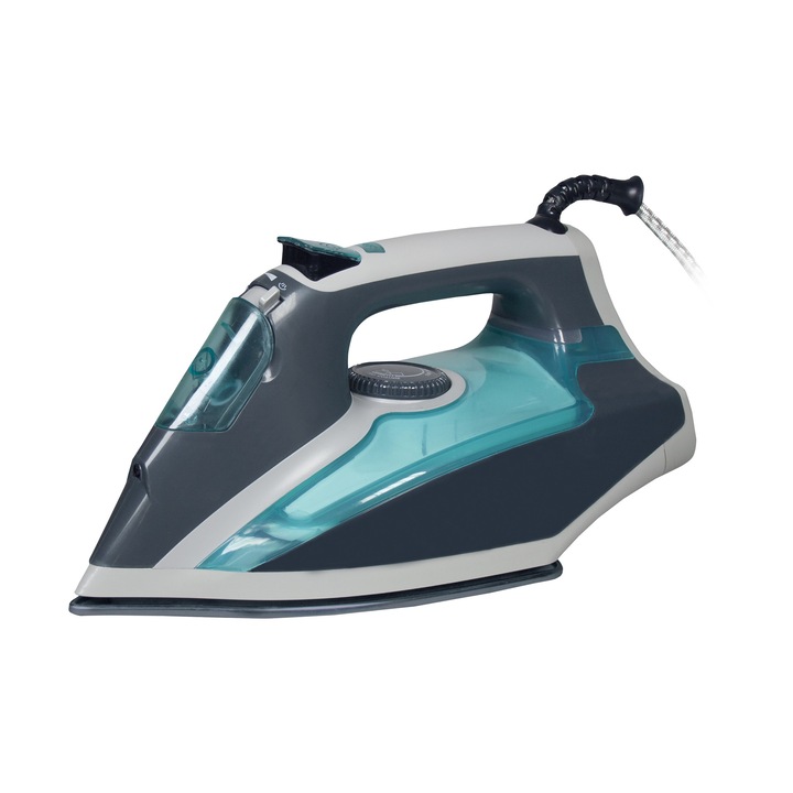 Fier de calcat Vision Clean VFCA02A, 2400W, 0.4l, Talpa ceramica, Protectie supraincalzire, Functie auto-curatare, Turcoaz