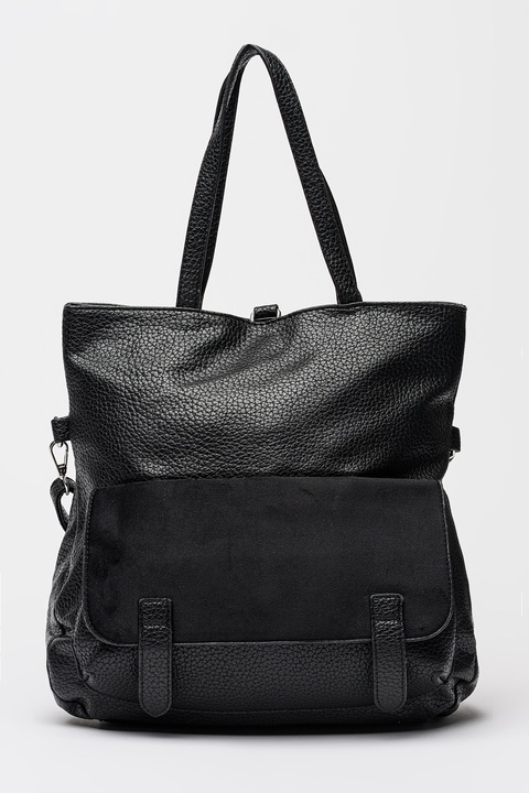 Francesca Rossi, Rucsac cu aspect granulat si buzunar cu clapa, Negru