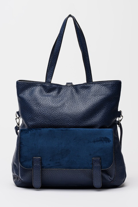 Francesca Rossi, Rucsac cu aspect granulat si buzunar cu clapa, Bleumarin