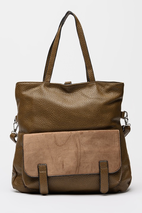 Francesca Rossi, Rucsac cu aspect granulat si buzunar cu clapa, Maro