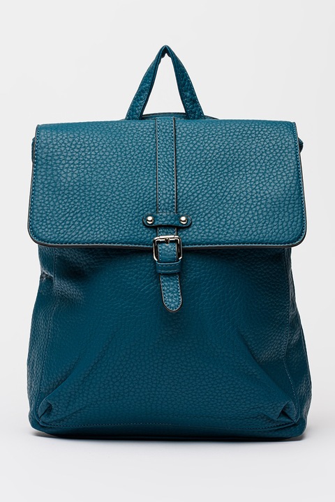 Francesca Rossi, Rucsac de piele ecologica cu inchidere cu clapa, Albastru petrol
