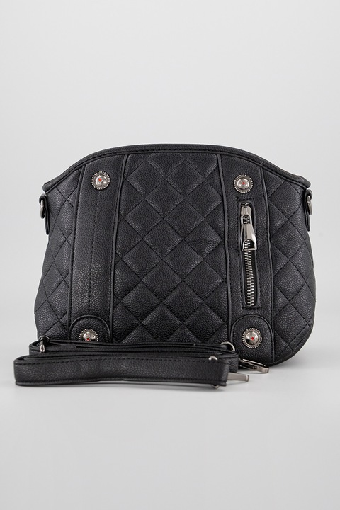 Francesca Rossi, Geanta crossbody de piele ecologica cu bareta detasabila, Negru