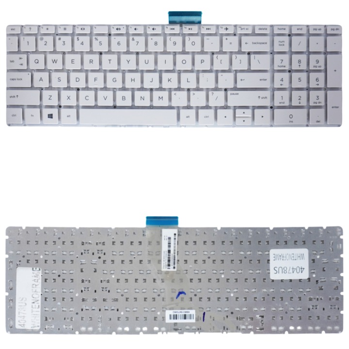 HP 15s-eq0020nv, 15s-fq0008nv, 3Y4E7EA laptop billentyűzet, fehér, keret nélkül