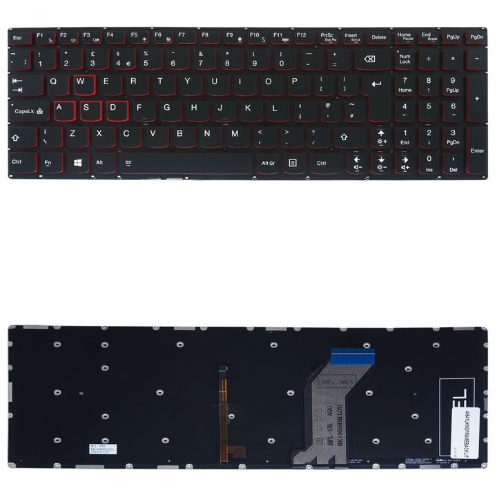 Клавиатура за лаптоп Lenovo Ideapad Y700-15ISK Y700-17ISK, черна, с подсветка, комплект