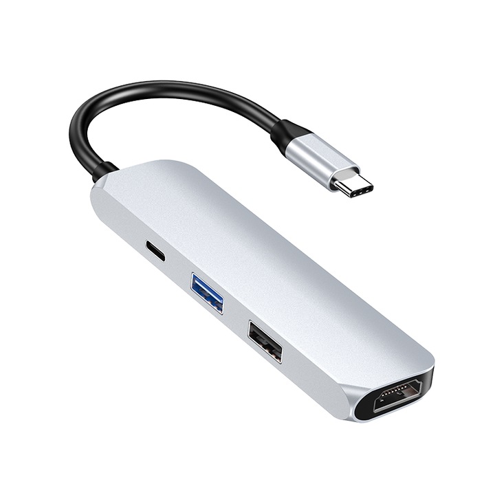 C típusú adapterkábel HDMI 4K HD-hez, USB hub