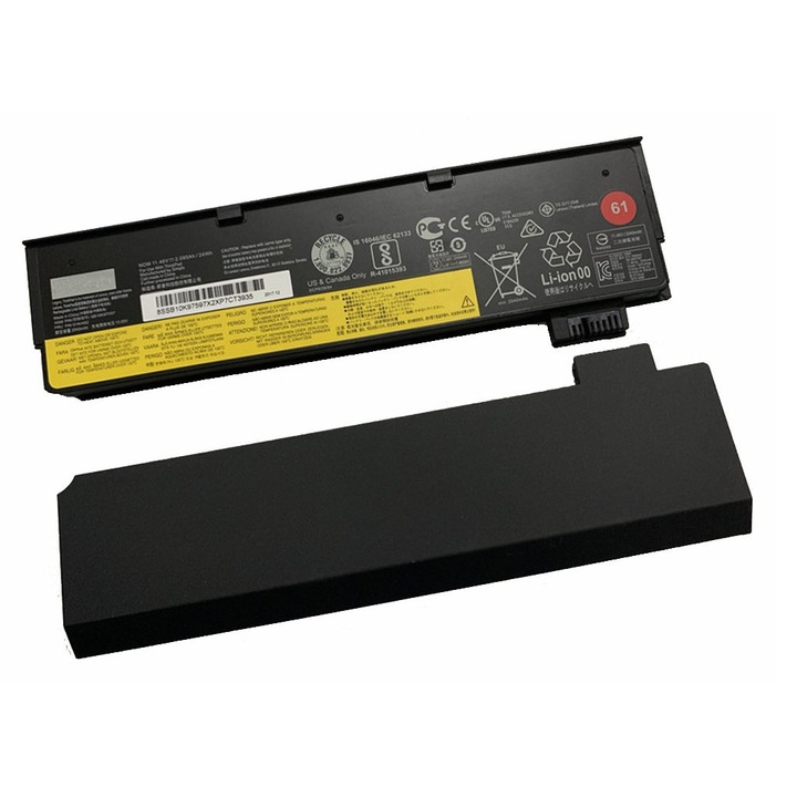 Батерия за лаптоп, за Lenovo ThinkPad A475 T470 T570 T480 T580 P51S P52S TP25, 24Wh, 11.4V 233x89x7mm, черна