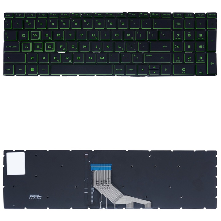 Tastatura laptop HP Pavilion Gaming, 15-ec0017nq, iluminare verde, set