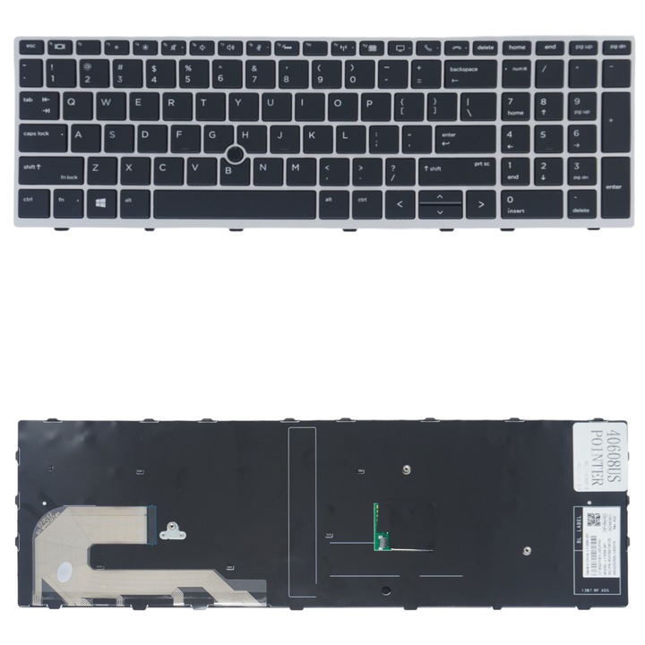 Tastatura laptop HP Elitebook 850 G5 G6, Zbook 15u G5 G6, neagra cu cadru argintiu