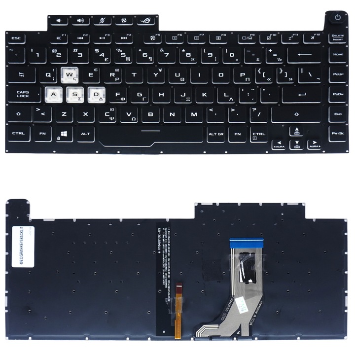 Tastatura laptop set, pentru Asus ROG Strix G531GT-AL004T, alb, iluminare de fundal