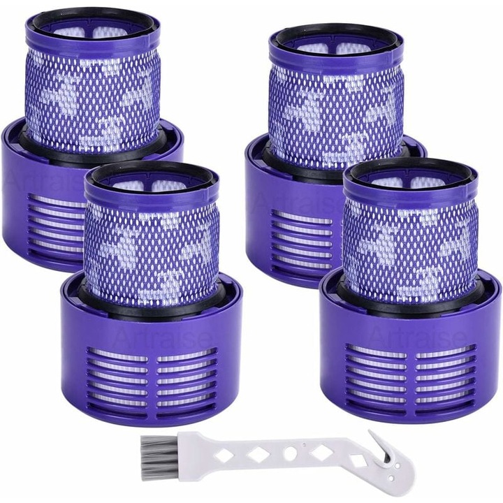Set 4 filtre V10 pentru aspiratoare Dyson, lavabile, cu perie de curatare inclusa