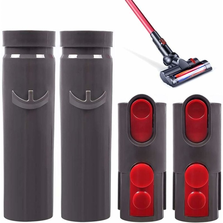 Set de 4 adaptoare pentru aspiratoare Dyson V6, V7, V8, V10, dimensiune 93.5x39x34mm, plastic de calitate superioara