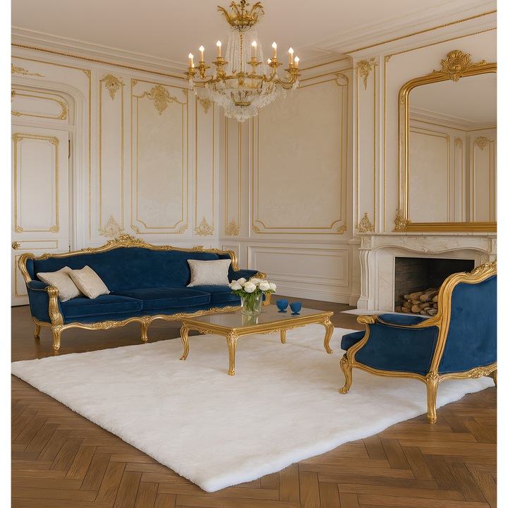 Covor Pala Carpet Fatty Bunny, model pufos, alb, 125x200 cm, grosime 35 mm, antialunecare, lavabil