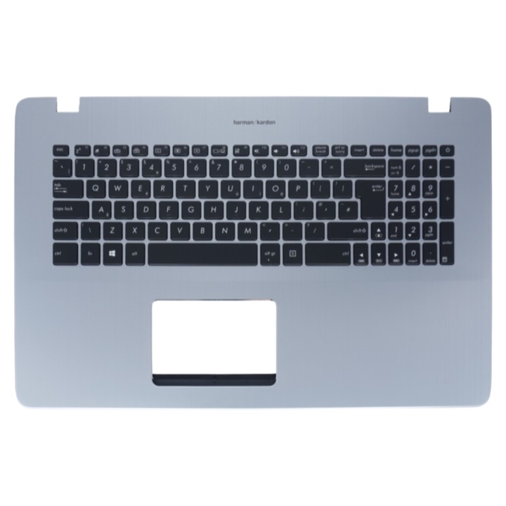 Tastatura laptop Palmrest pentru Asus VivoBook 17, iluminare de fundal, argintie