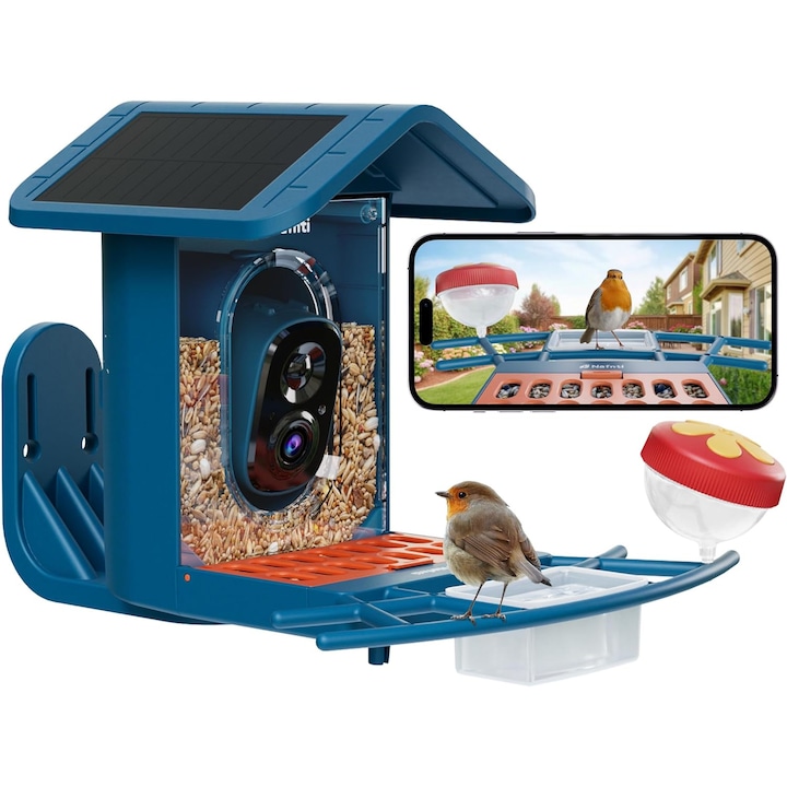 Camera Supraveghere Video cu Panou Solar, 1080P Wi-Fi, Slot microSD
