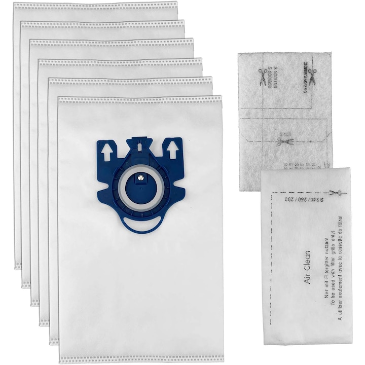 Csere porzsákok Miele HyClean 3D GN porszívókhoz, 6 db-os készlet, 5 rétegű mikroszálas, kompatibilis a C3, C2, C1, S2000, S5000, S8000 sorozattal