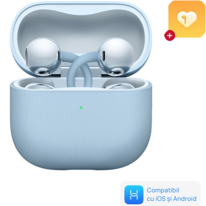 Casti Open-Ear Huawei FreeClip 2, True Wireless, Bluetooth, IP57, Autonomie 38 ore, Blue + 1 Year Loss Care
