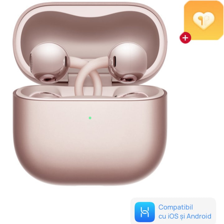 Casti Open-Ear Huawei FreeClip 2, True Wireless, Bluetooth, IP57, Autonomie 38 ore, Rose Gold + 1 Year Loss Care