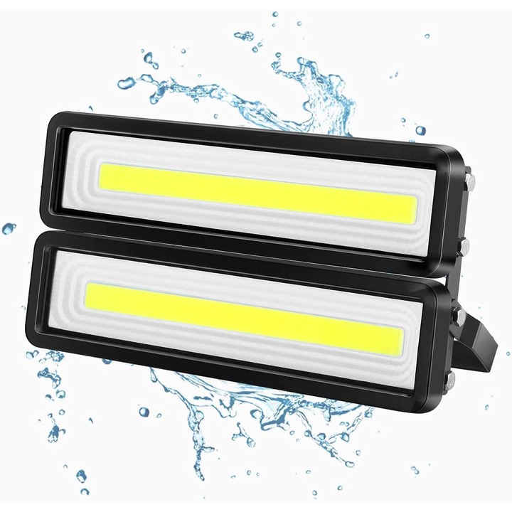 Proiector LED exterior 100W, 10000LM, 6500K alb rece, ajustabil