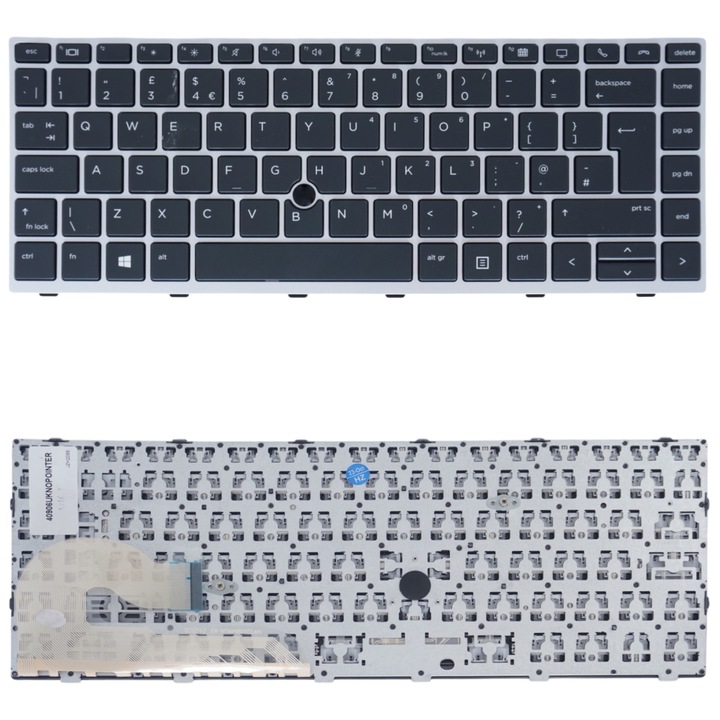 HP EliteBook 840 G5, 846 G5, 745 G5 laptop billentyűzet, ezüst keret, mutató nélkül