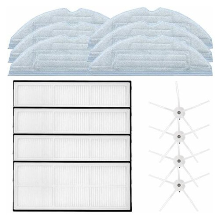 Set accesorii aspirator robot Xiaomi Roborock T7 T7S S7 T7Plus T7SPlus, 4 filtre HEPA, 4 perii laterale, 6 lavete