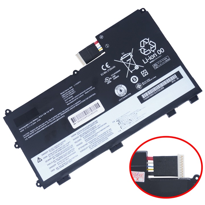 Laptop akkumulátor - Akkumulátor Lenovo ThinkPad T430u V490UA V590U V490U 45N1091 L11S3P51 L11N3P51 45N1089 45N1090 45N1115 11.1V 47Wh 4250mAh 9 tűs ( Ref.1-BAT0554 )