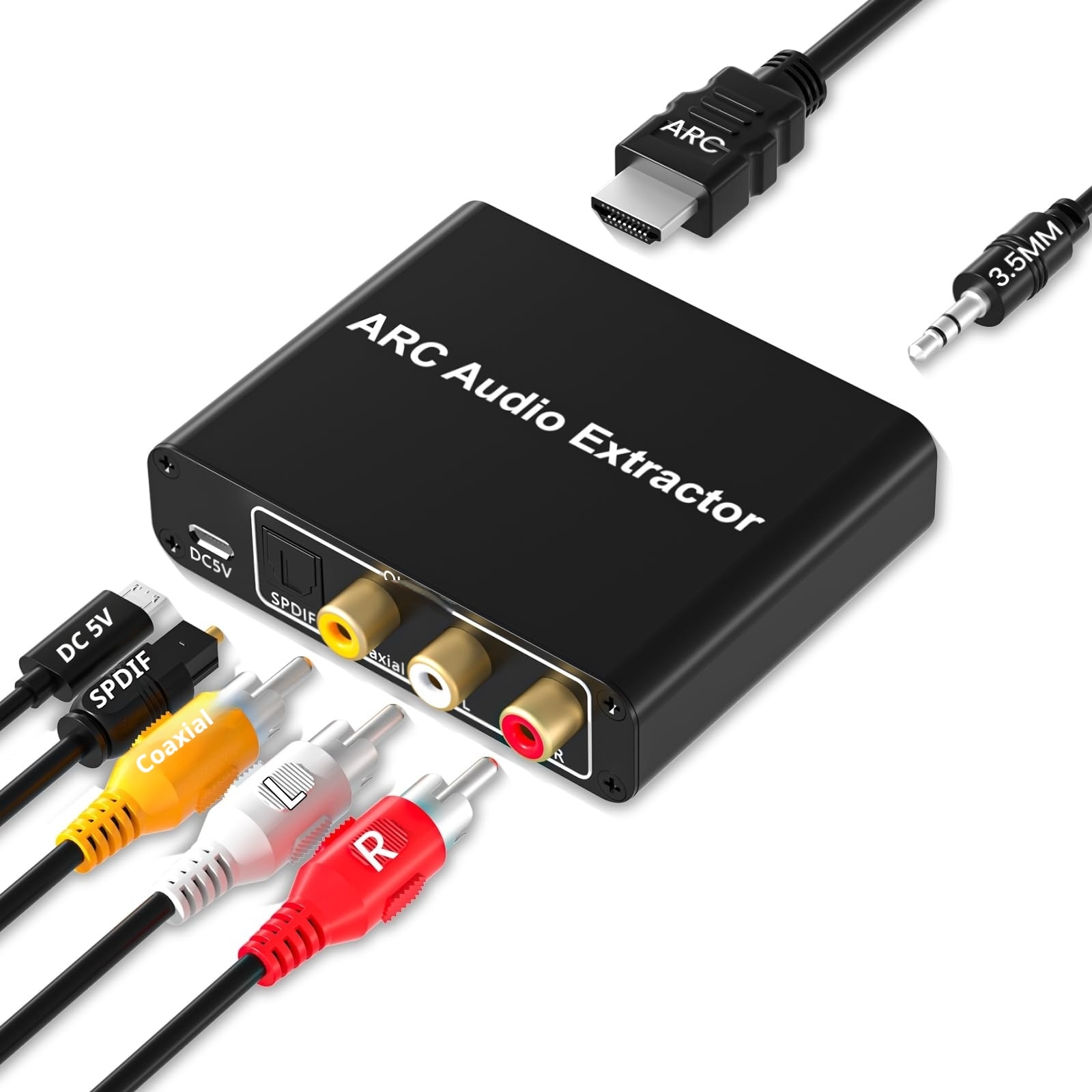Adaptor audio HDMI ARC, XPQKDC, 1m, negru, cu iesiri optice