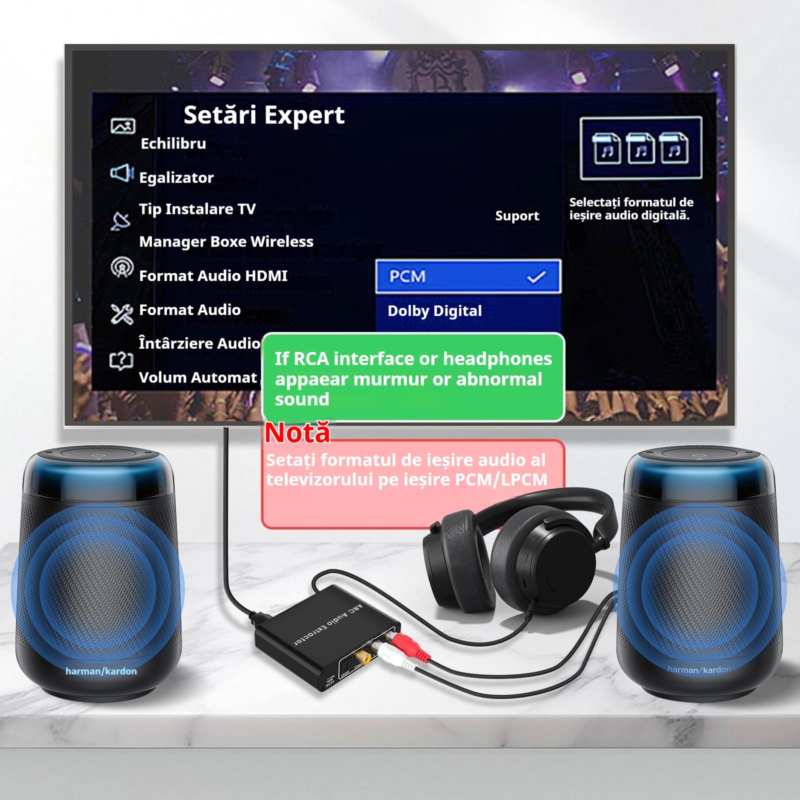 Adaptor audio HDMI ARC, XPQKDC, 1m, negru, cu iesiri optice