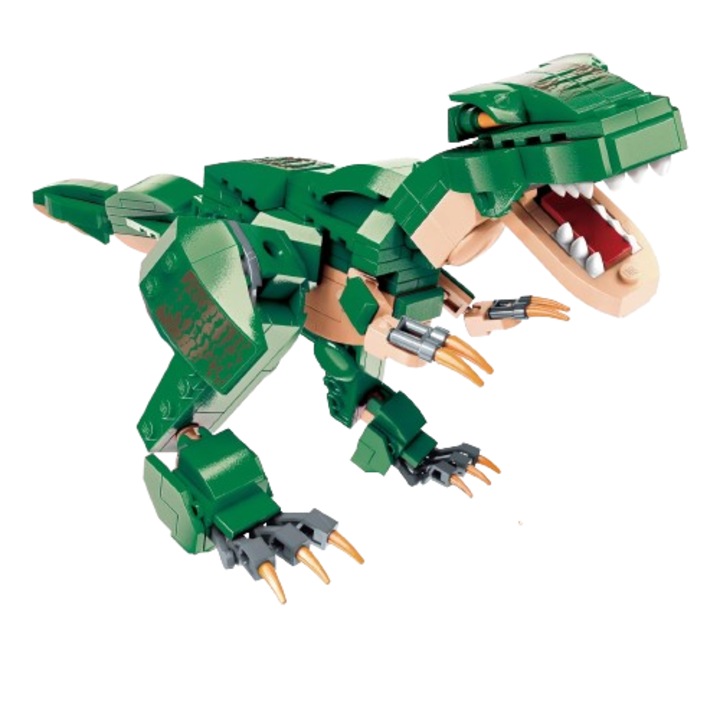 Építőelem készlet, 8 az 1-ben, dinoszauruszok, zöld, 6-10 éves fiúknak