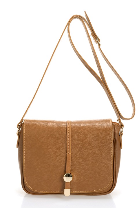 Massimo Castelli, Geanta crossbody de piele cu clapa, Caramel