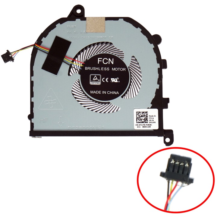 Ventilator laptop - Ventilator racire CPU pentru Dell XPS 15 9570 7590 Precision 5540 Ventilator PARTEA STANGA DC28000NID0 F01PX 0F01PX DFS501105PR0T EP DFS501105PR0T FKCH DC28000NIF0 FM87 4pin ( Cod 81158 )