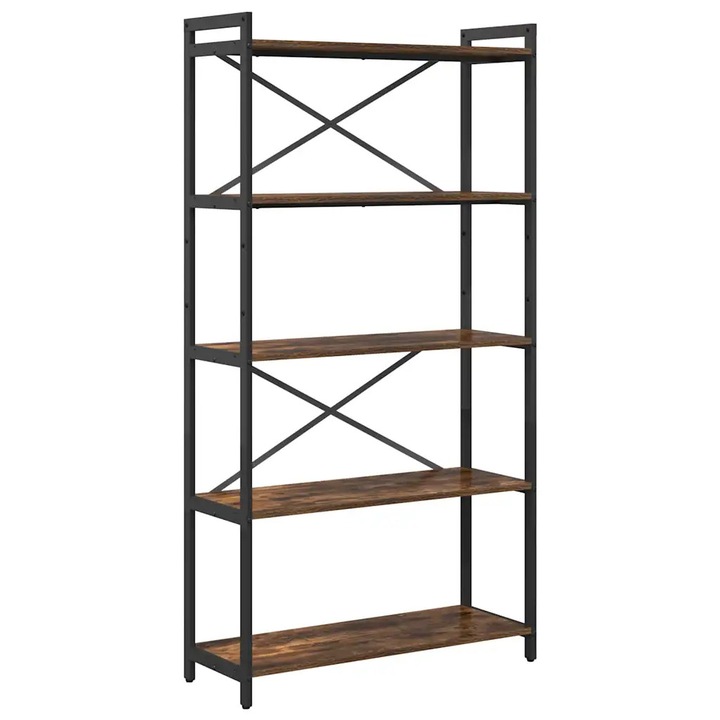 Raft pentru carti vidaXL, Stejar fumuriu 80 x 30 x 155 cm Lemn compozit