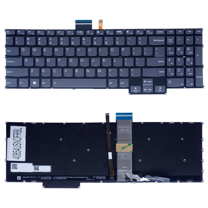Tastatura laptop Lenovo Ideapad 5 PRO-16ACH6, fara cadru, iluminare de fundal, gri