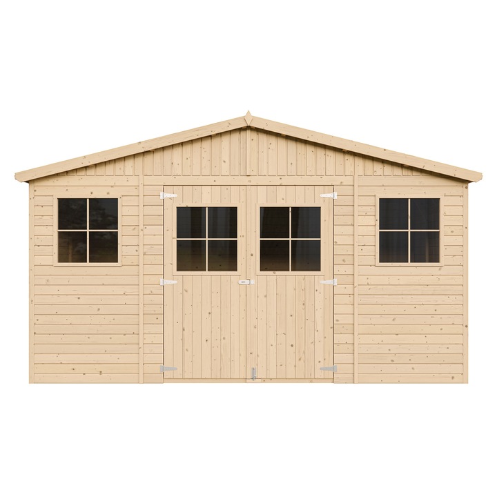 Sopron de gradina din lemn Timbela M331 - 246 x 320 x 418 cm / 12 m2