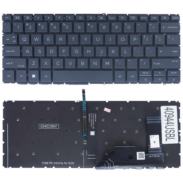 HP EliteBook 840 G11 845 G11 laptop billentyűzet, háttérvilágítással, fekete, keret nélkül
