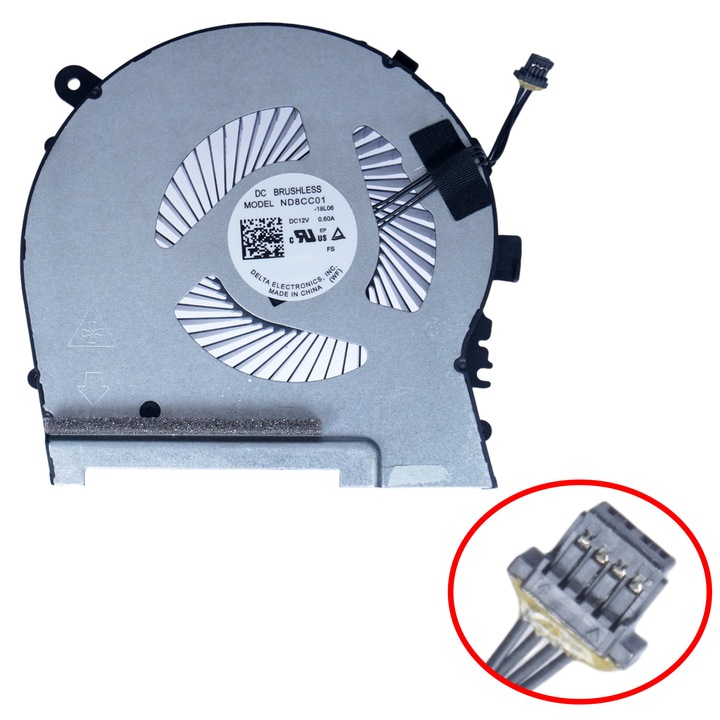 Ventilator racire CPU pentru HP Omen 15-DH 15T-DH 15T-DH000 15-DH0135TX 15-DH1070WM 15-DH1088NR 15-DH1059NR 15-DH0105TX L57330-001 ND8CC01-18L06 TPN-C143 4 pini (Ref.81305)