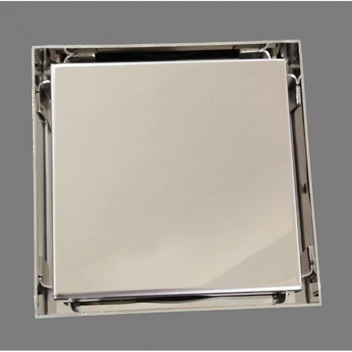 Sifon de podea patrat BOX din otel inoxidabil cu finisaj cromat, mecanism cu surub, 12x12 cm