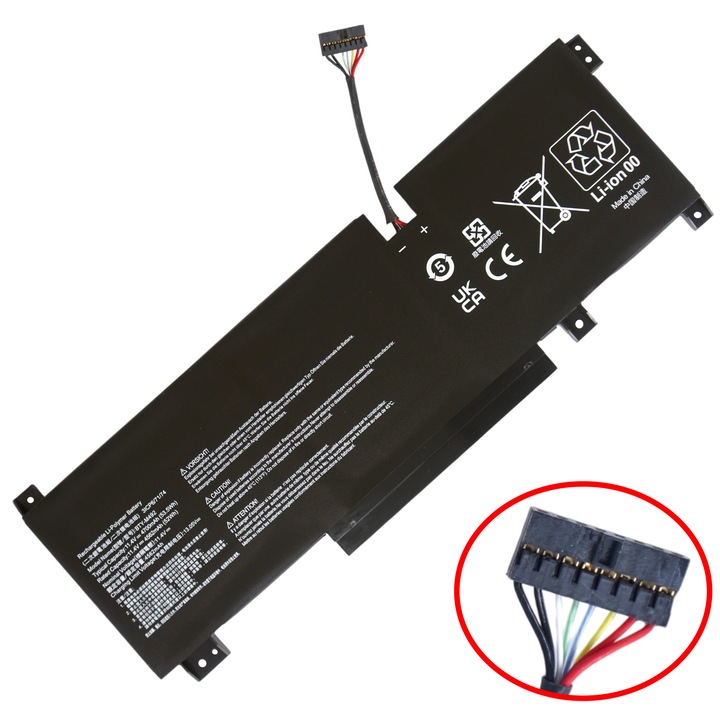 Батерия за лаптоп - Батерия за MSI Sword 15 A11U A11UD A11UD A11UE Katana GF66 12Ux Pulse GL66 GL76 12Ux GL66 11UEK-016AU BTY-M492 11.4V 52Wh 4562mAh с 8-пинов кабел ( Реф.1-BAT0726 )