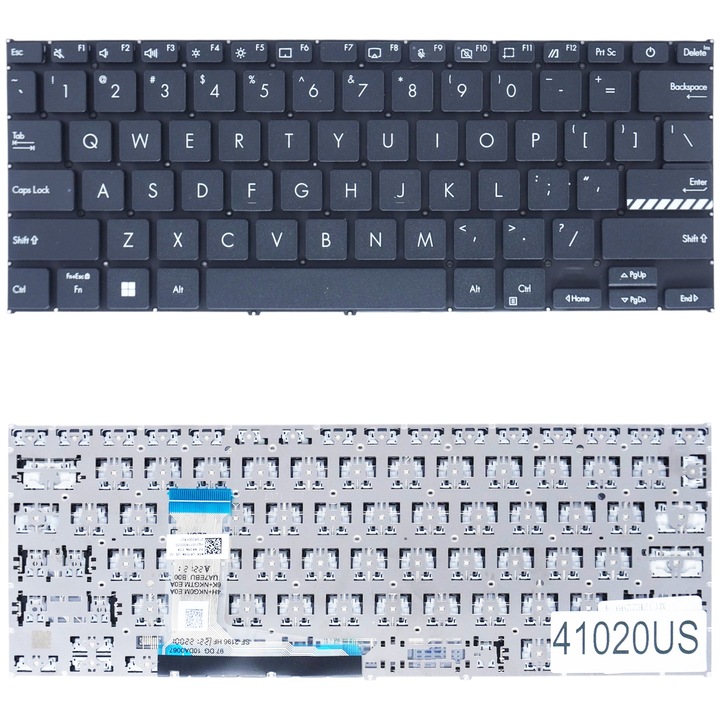 Tastatura laptop pentru Asus Vivobook 14, neagra, cu buton de alimentare, fara cadru