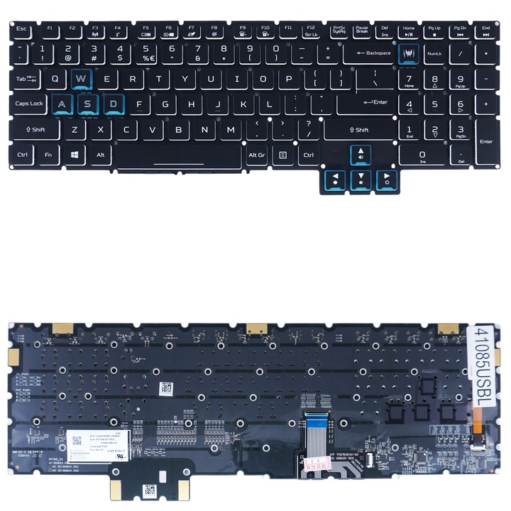 Tastatura laptop pentru Acer Predator Helios PH717-71, PH717-72, fara cadru, iluminare de fundal, neagra