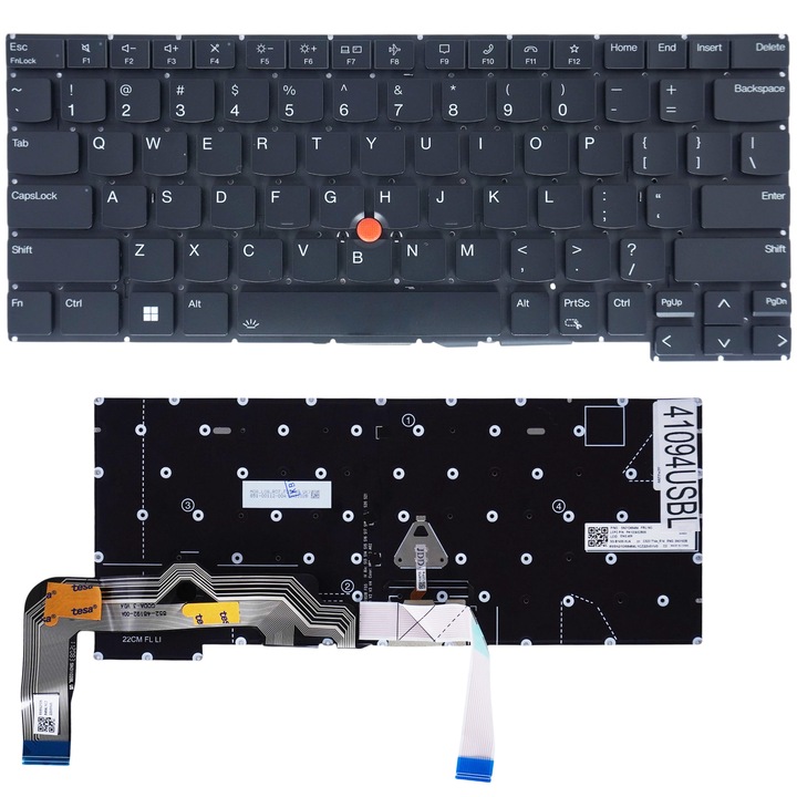 Lenovo ThinkPad T14s Gen 3 laptop billentyűzet, háttérvilágítású, fekete, keret nélküli