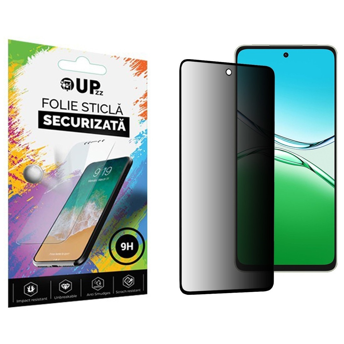 Folie Sticla Securizata Upzz® Compatibila Cu Xiaomi Redmi 15 4G / 5G, Privacy AntiSpy, Filtru Confidentialitate 40 Grade