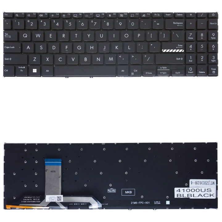 Asus B1502 X1502 E1502 M1502 M1503 X1603 laptop billentyűzet keret nélkül, háttérvilágítással, fekete