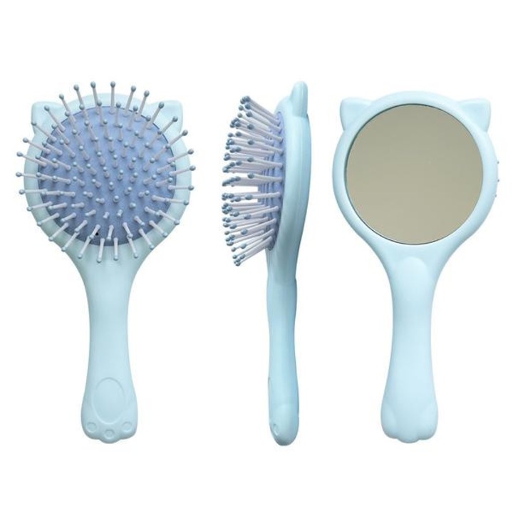 Perie de par pliabila cu oglinda, masaj scalp, dimensiuni mici