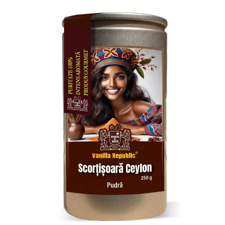 Scortisoara Ceylon Pudra 250 g, 100% Naturala, Vanilla Republic
