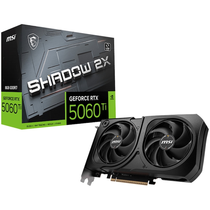 Видео карта MSI GeForce RTX™ 5060 Ti 8G SHADOW 2X OC PLUS, 8GB GDDR7, 128-bit, Черен