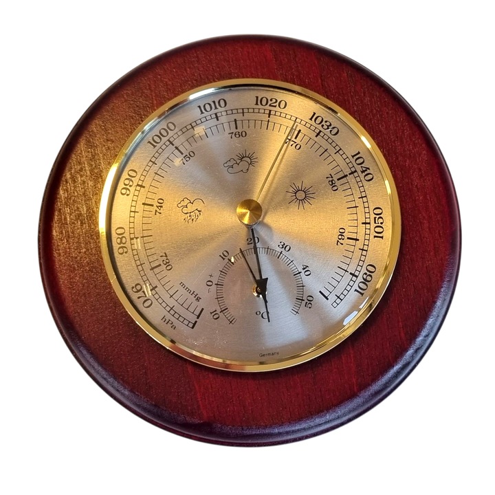Barometru cu termometru, Lombik Kft., mahon